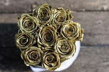 GOLD Real Roses That Last A Year in a Signature Box - K-BLOOMING FLOWERS
